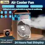 3 in 1 Mini Portable Cooling Fan with USB Charging Water Mist Air Conditioner LED Night Light for Home Office Desk Humidifier