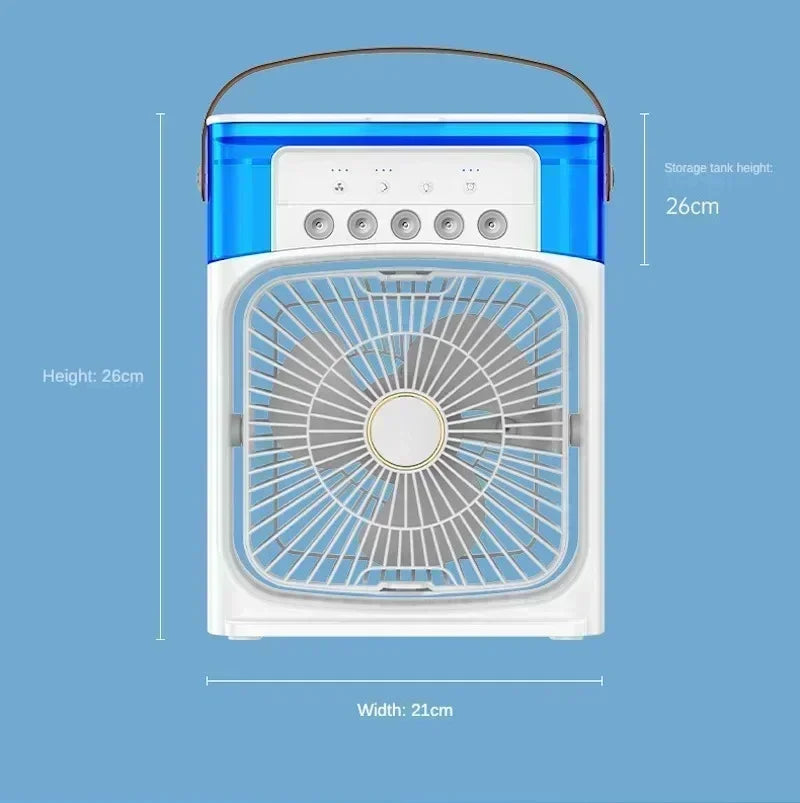 3 in 1 Mini Portable Cooling Fan with USB Charging Water Mist Air Conditioner LED Night Light for Home Office Desk Humidifier