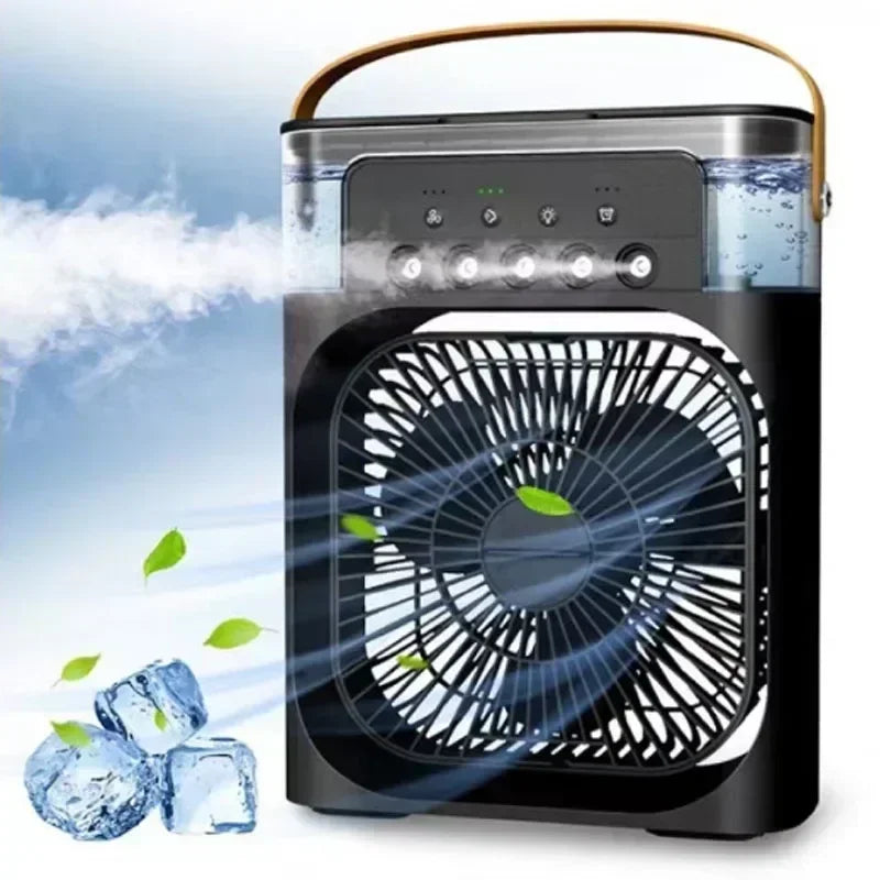 3 in 1 Mini Portable Cooling Fan with USB Charging Water Mist Air Conditioner LED Night Light for Home Office Desk Humidifier