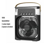 3 in 1 Mini Portable Cooling Fan with USB Charging Water Mist Air Conditioner LED Night Light for Home Office Desk Humidifier