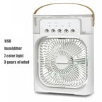 3 in 1 Mini Portable Cooling Fan with USB Charging Water Mist Air Conditioner LED Night Light for Home Office Desk Humidifier